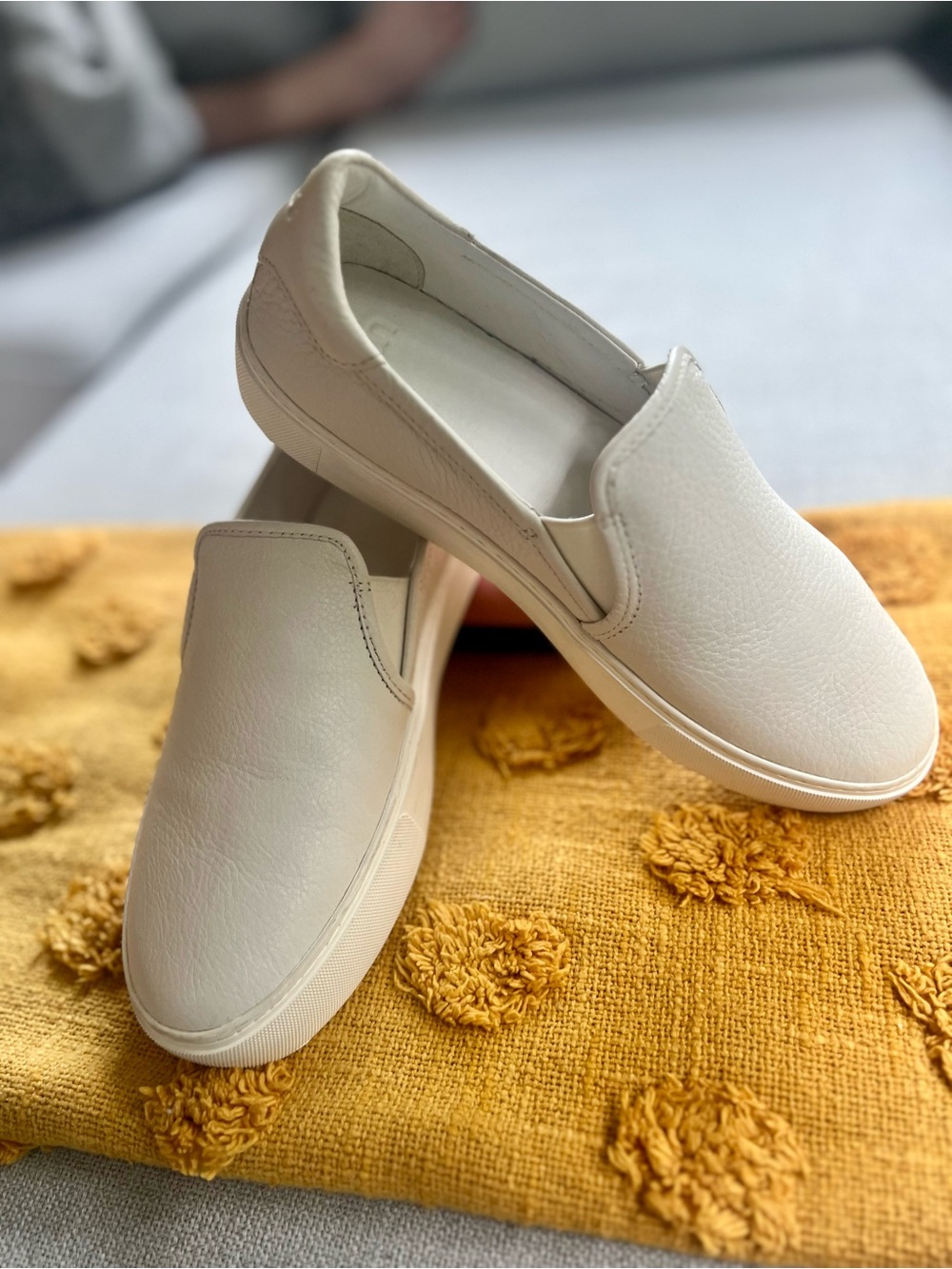 UGG JASS White Leather Women's Slip-On Sneakers 👟